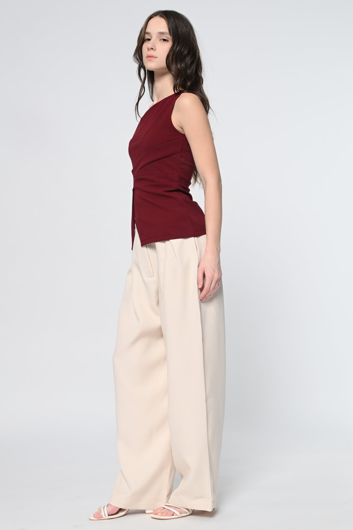 Brown Contrast Piping Pant