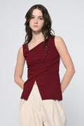 Maroon Pleated Top