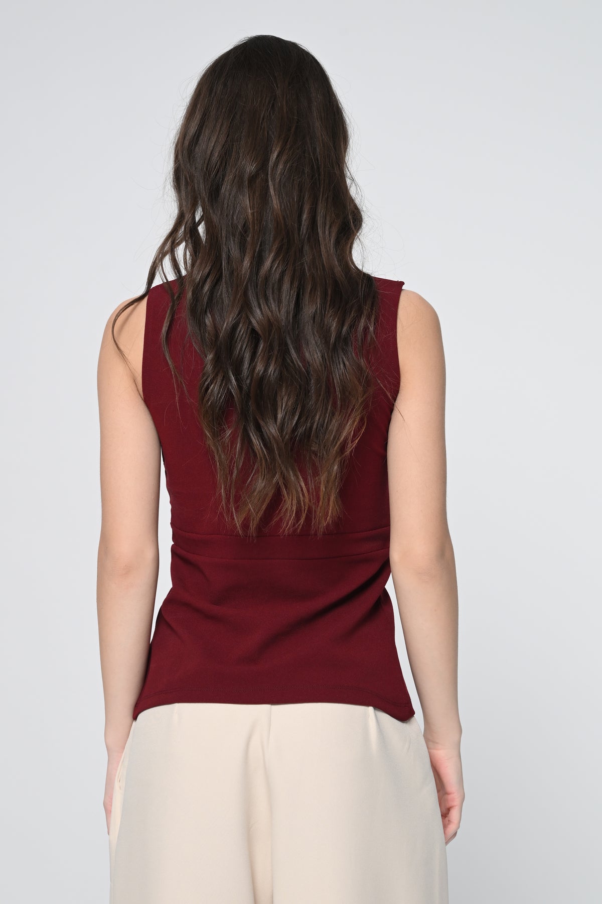 Maroon Pleated Top