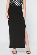Black Side Slit Zipper Skirt