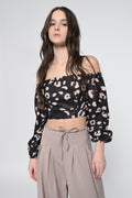 Black Leopard Print Back Cut Out Top