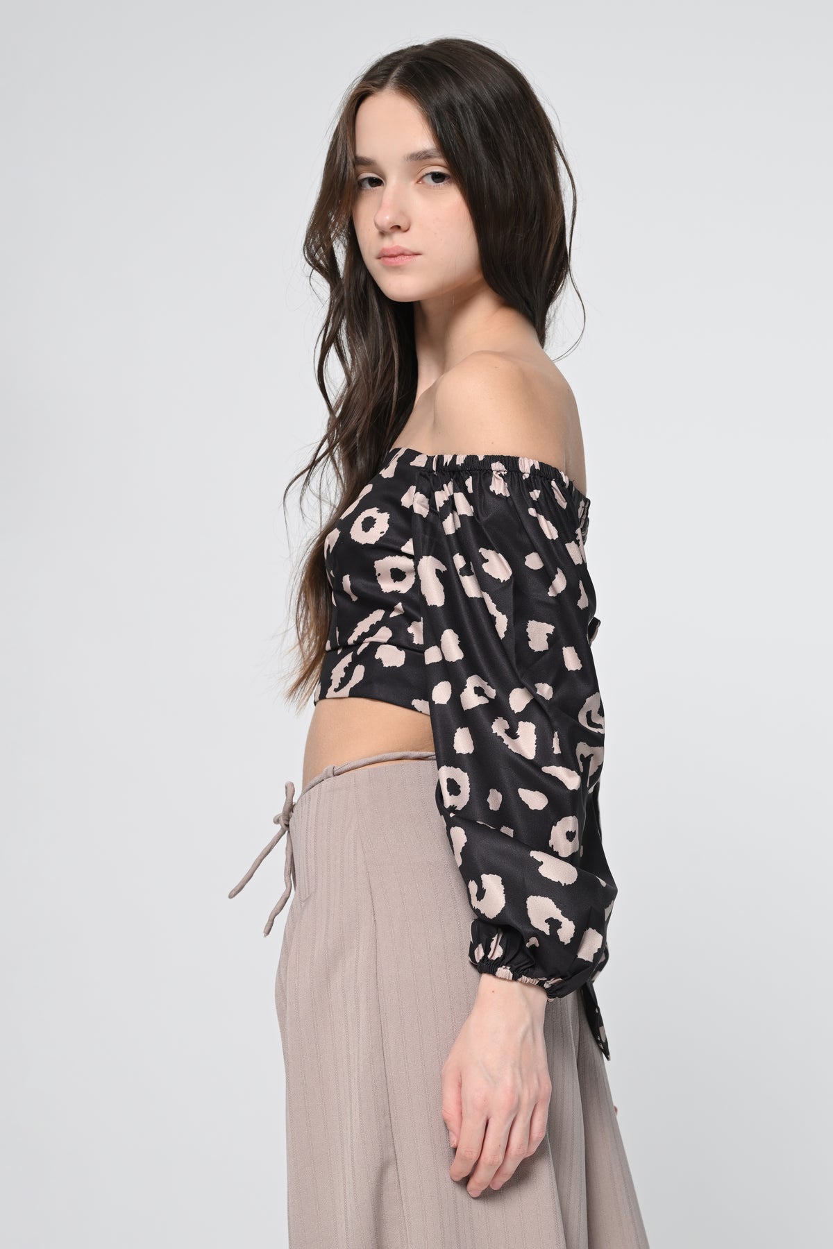 Black Leopard Print Back Cut Out Top