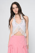 White HalterNeck Crop Top