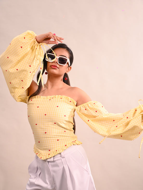 Sweetheart Smock Off-Shoulder Top