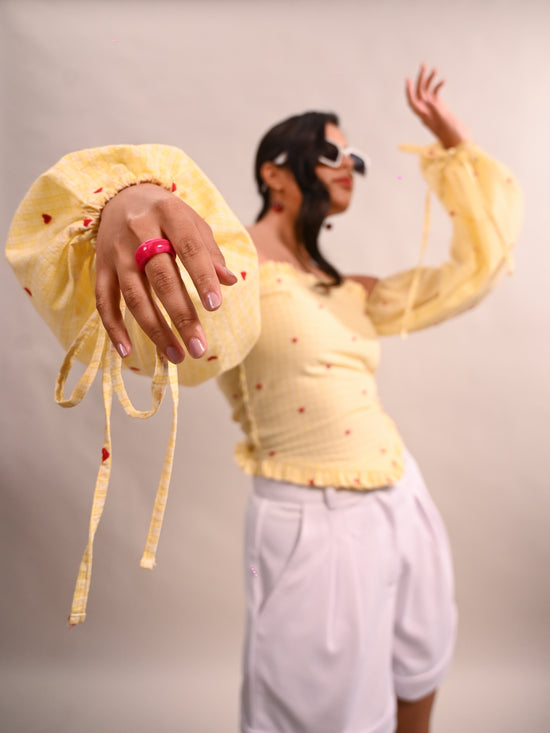 Sweetheart Smock Off-Shoulder Top