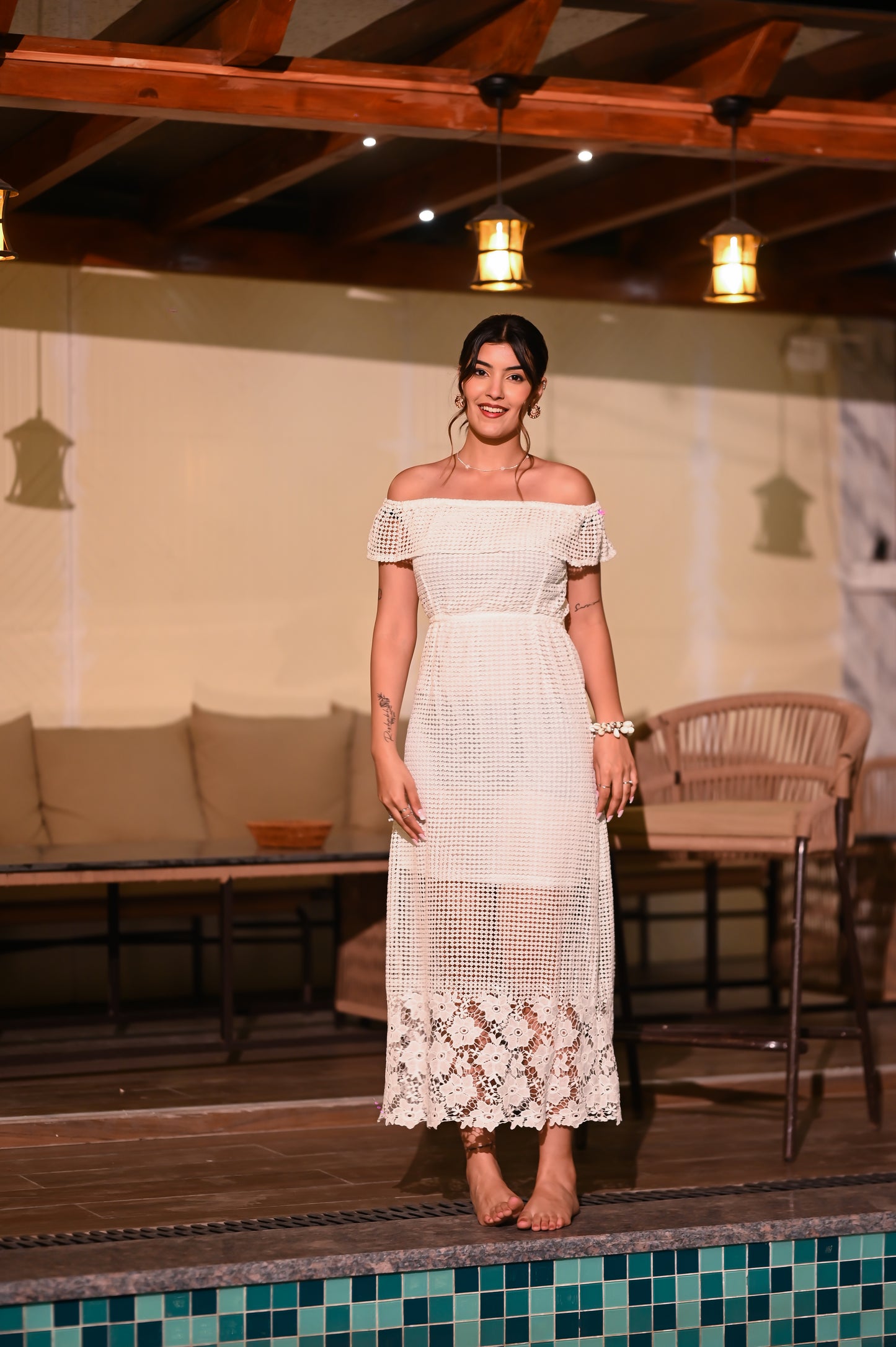 Island Glow Off-Shoulder Dress