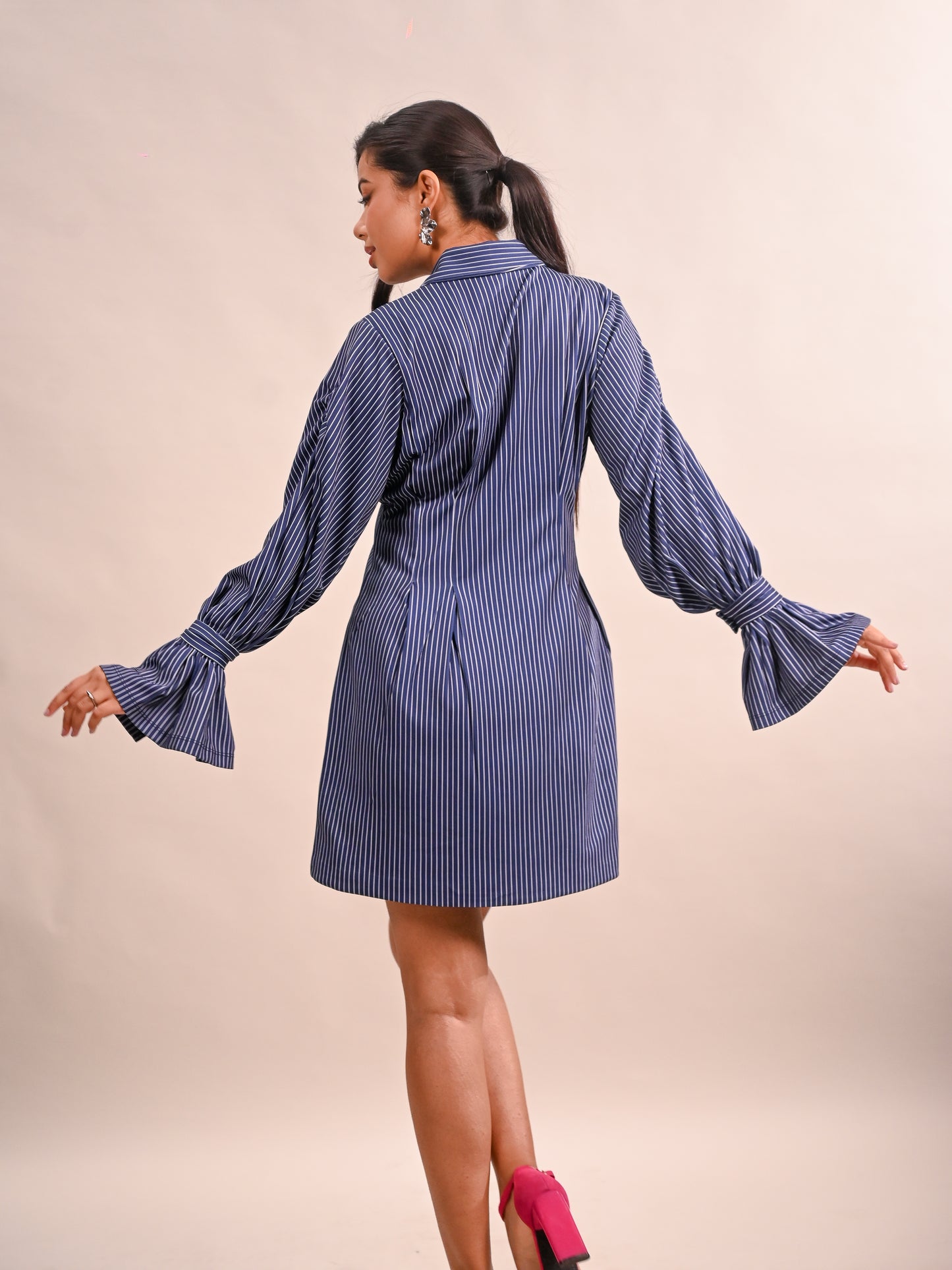 Bishop-Sleeve Blazer Style Dress