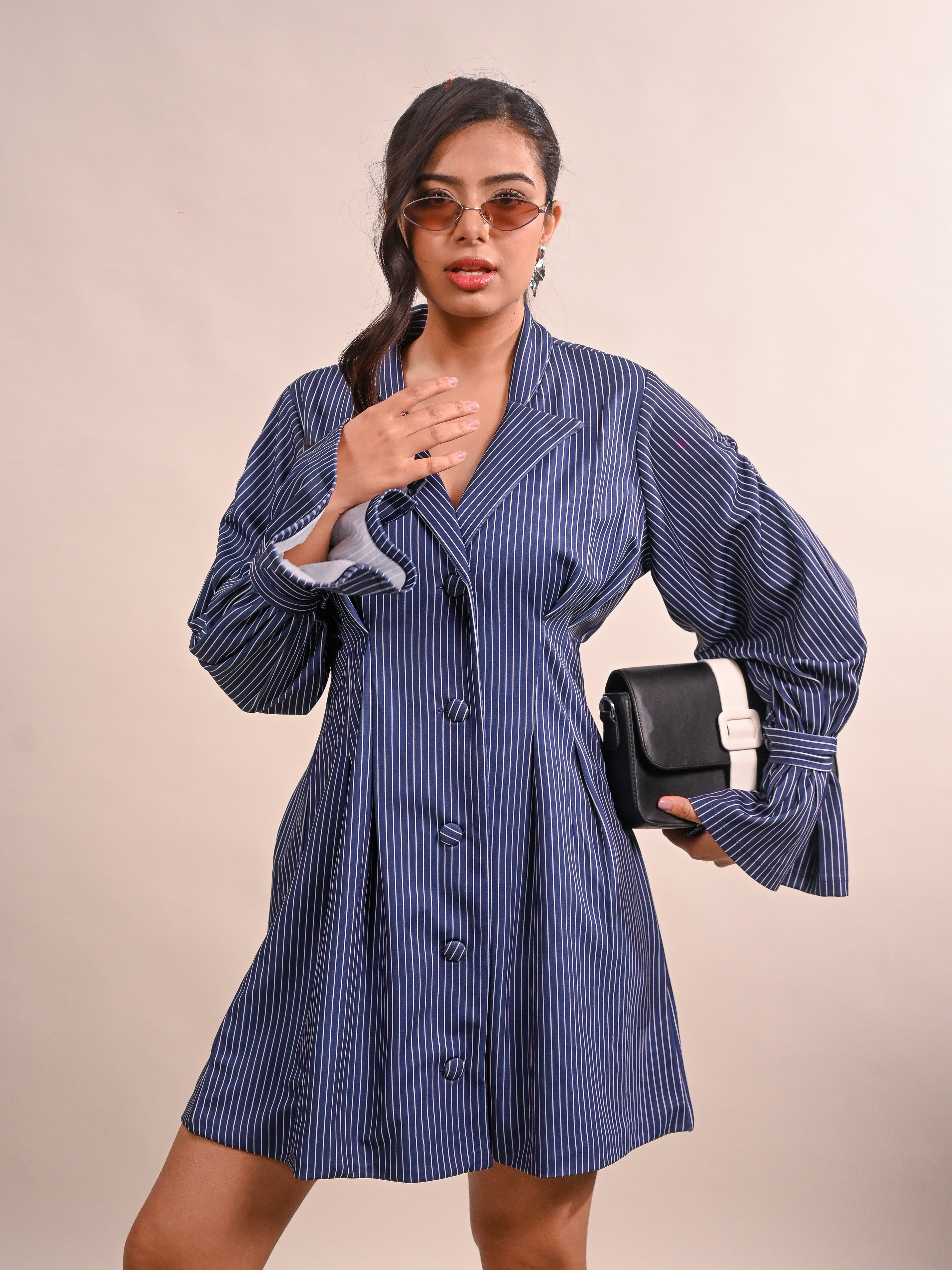 Bishop-Sleeve Blazer Style Dress