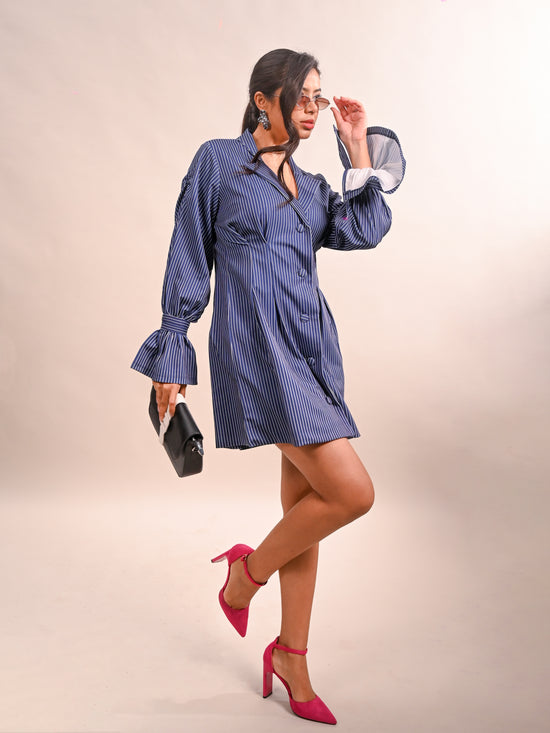 Bishop-Sleeve Blazer Style Dress