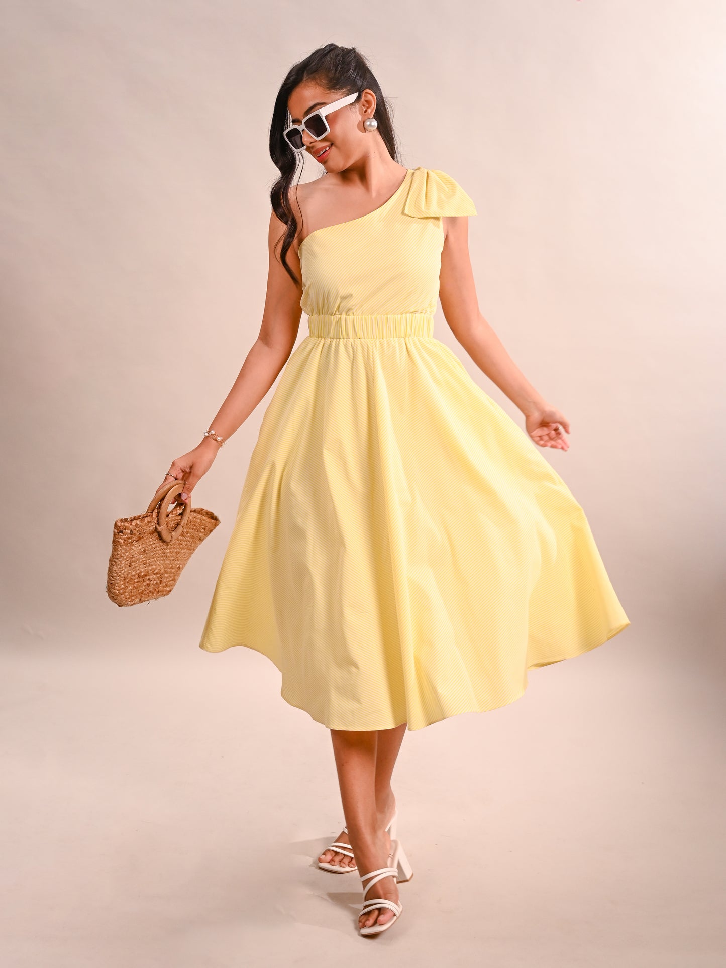 One Shoulder Midi length Dress