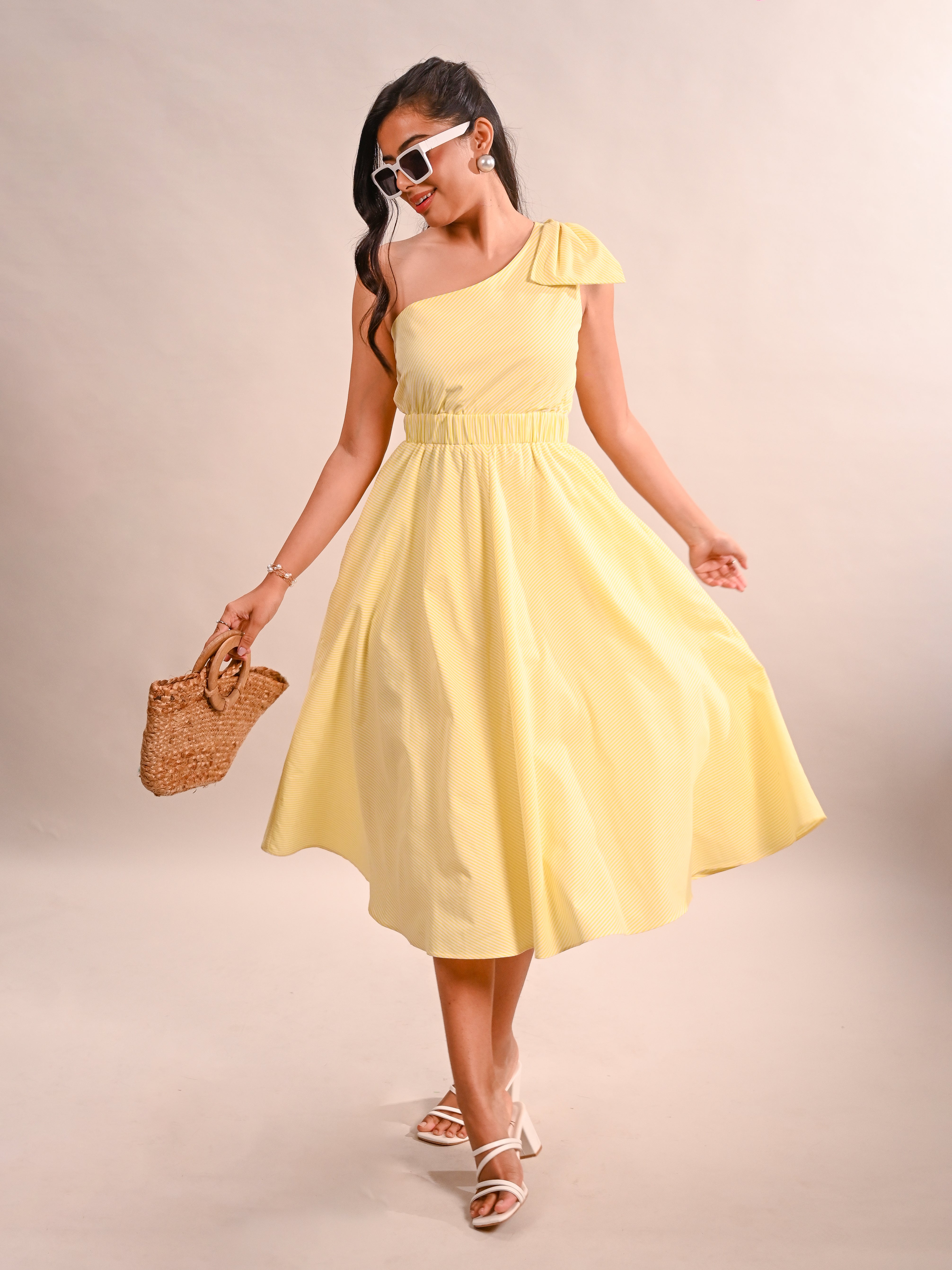 One Shoulder Midi length Dress