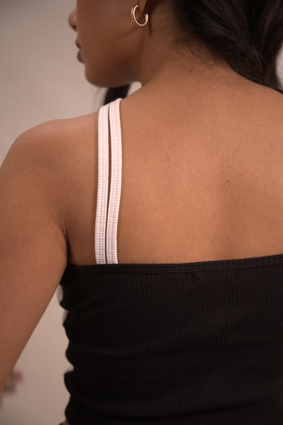 Black And White Front Cross Tank Top