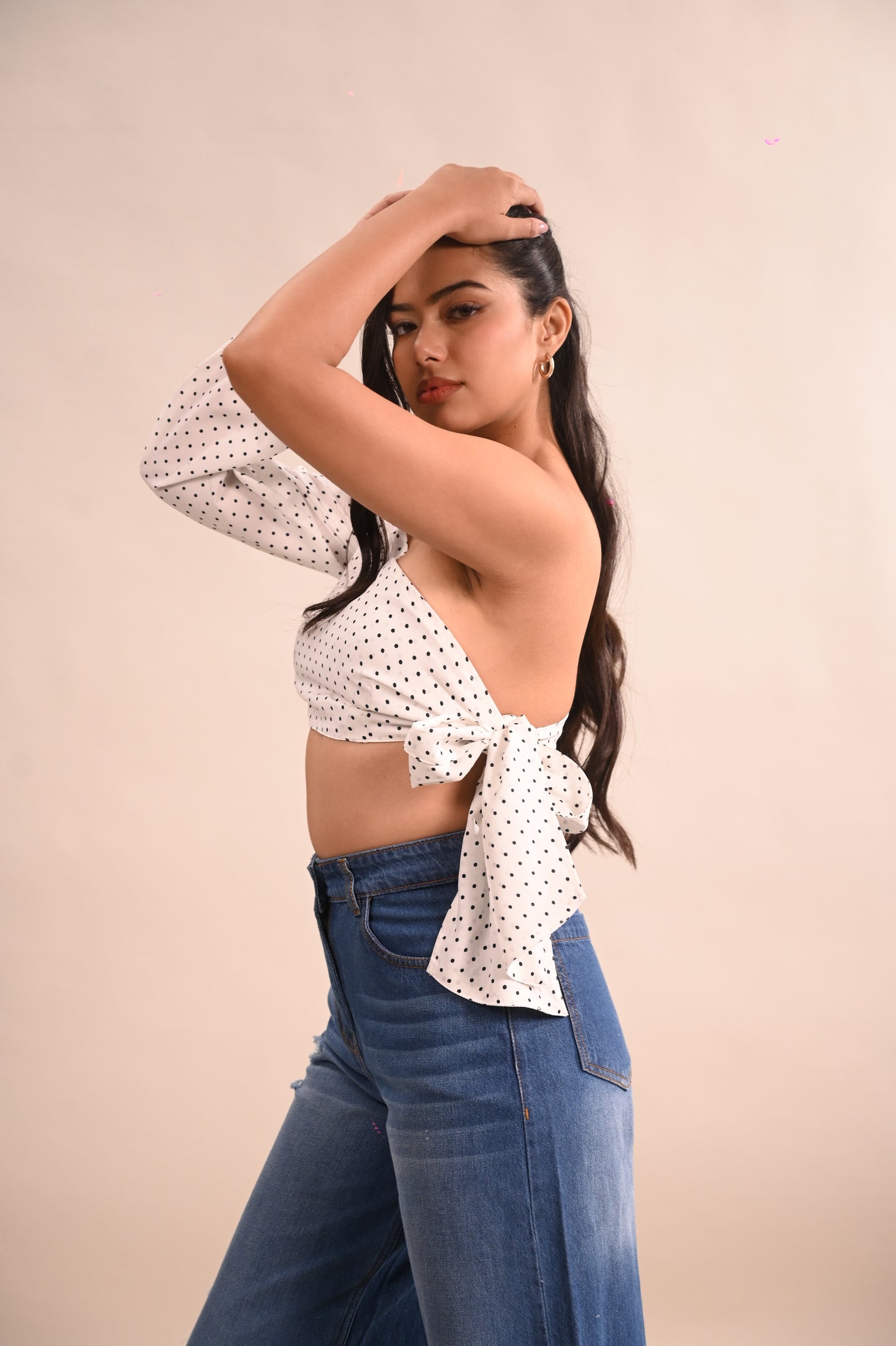 White One Shoulder Side Knot Top