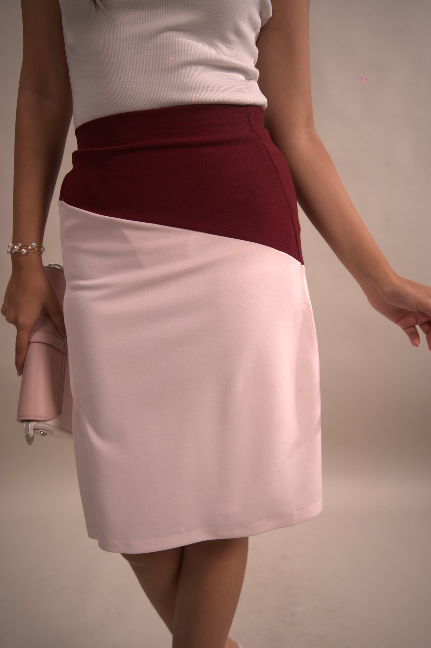 Blush Pink Colorblock Skirt