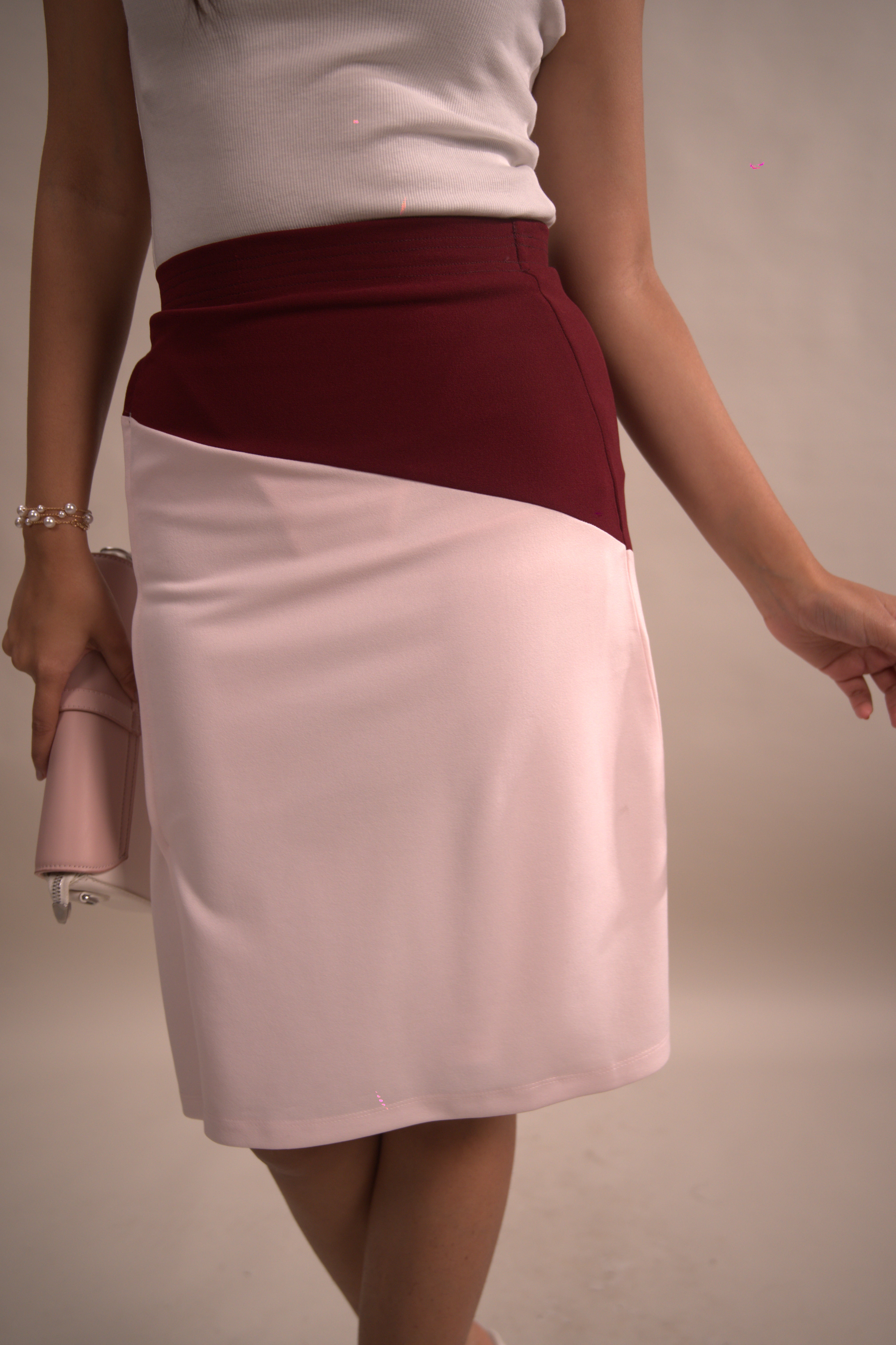 Blush Pink Colorblock Skirt