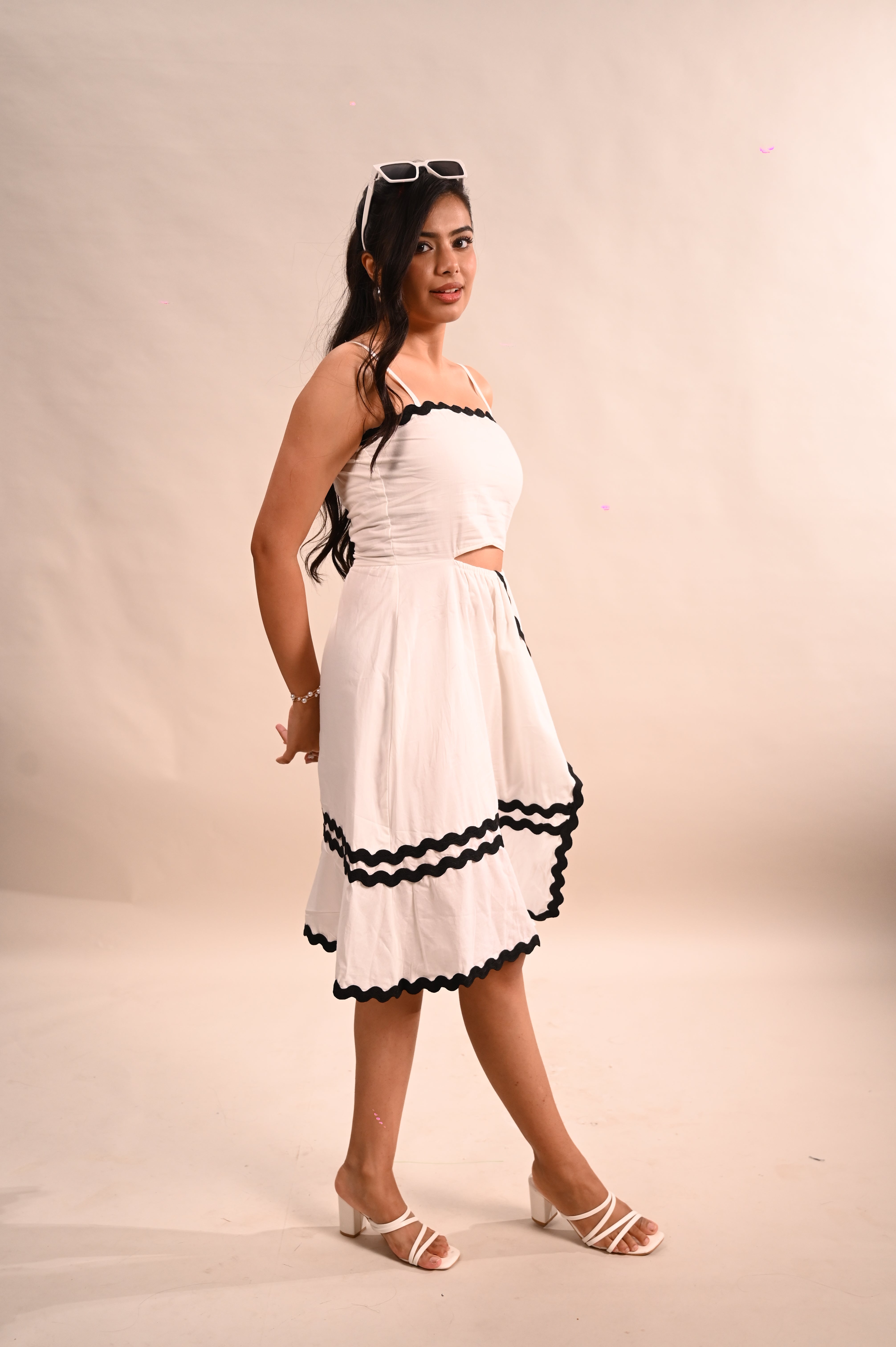 White Ric Rak Side Slit Dress