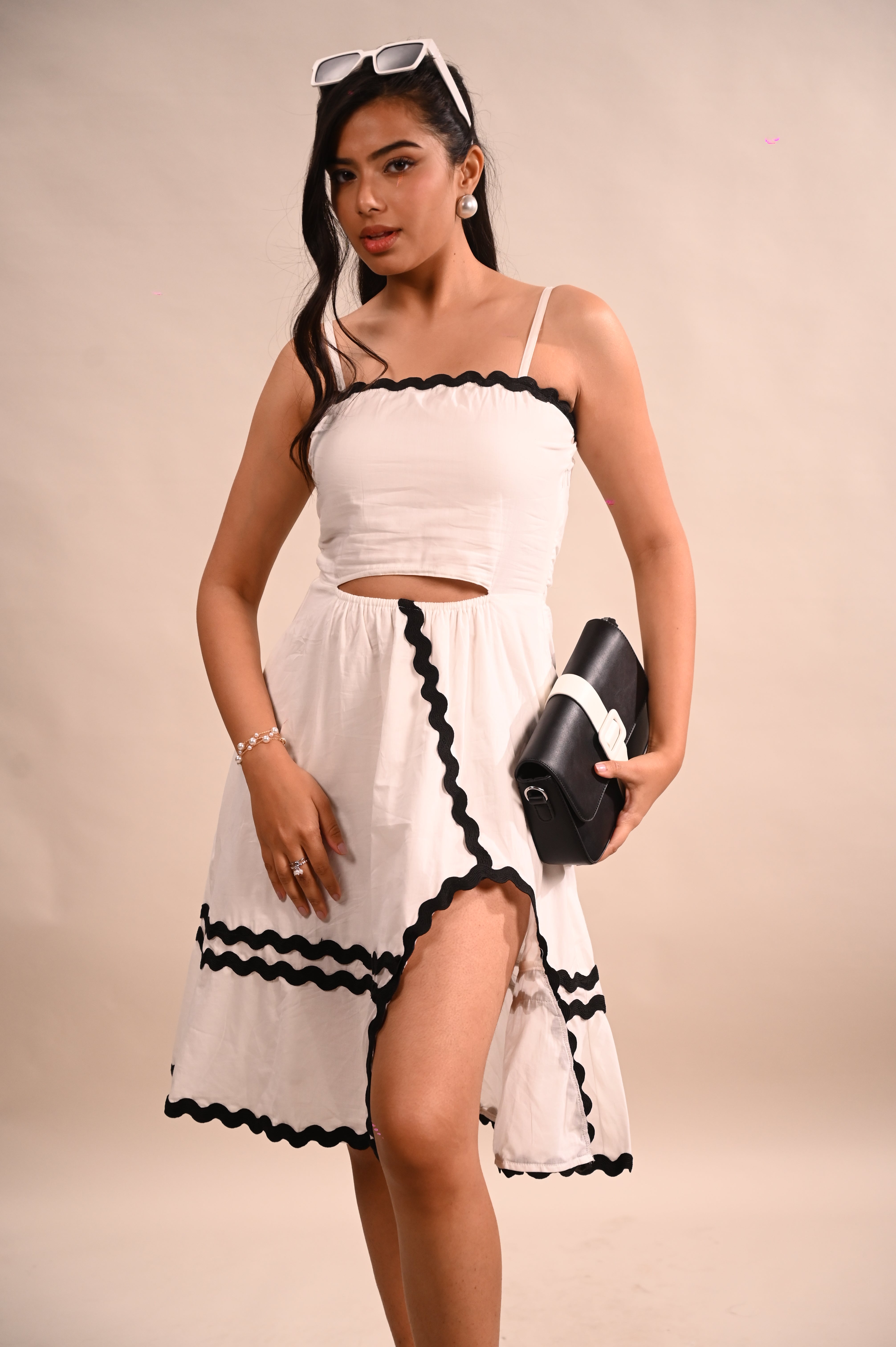 White Ric Rak Side Slit Dress
