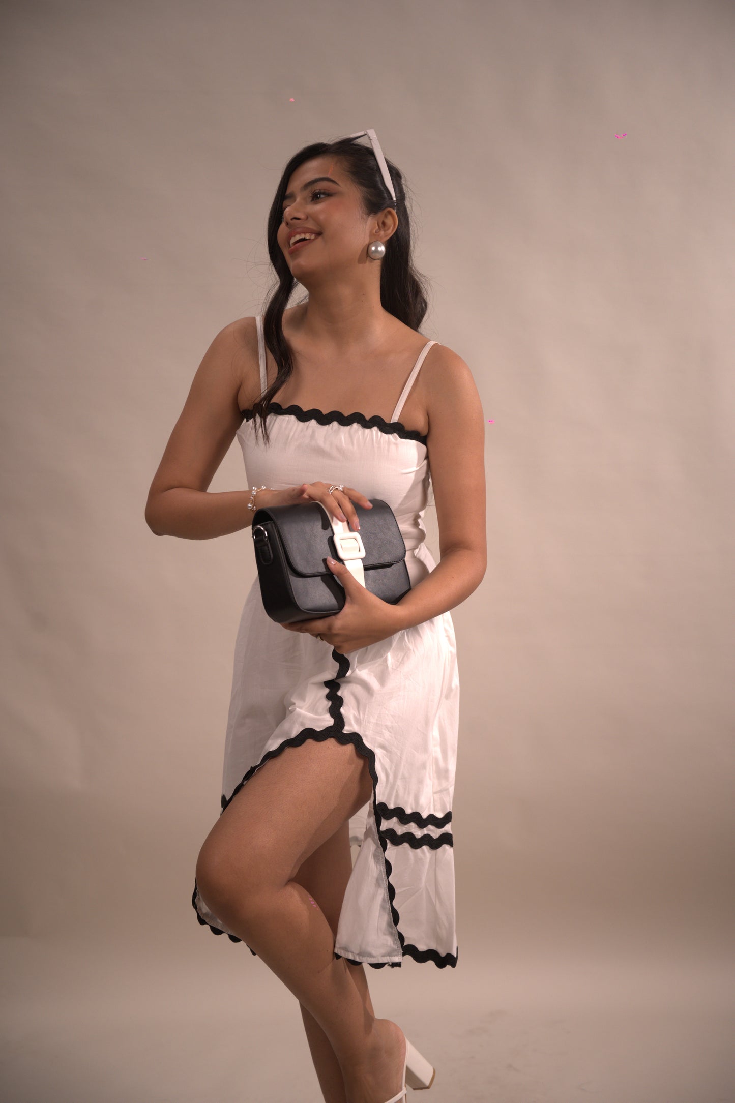White Ric Rak Side Slit Dress