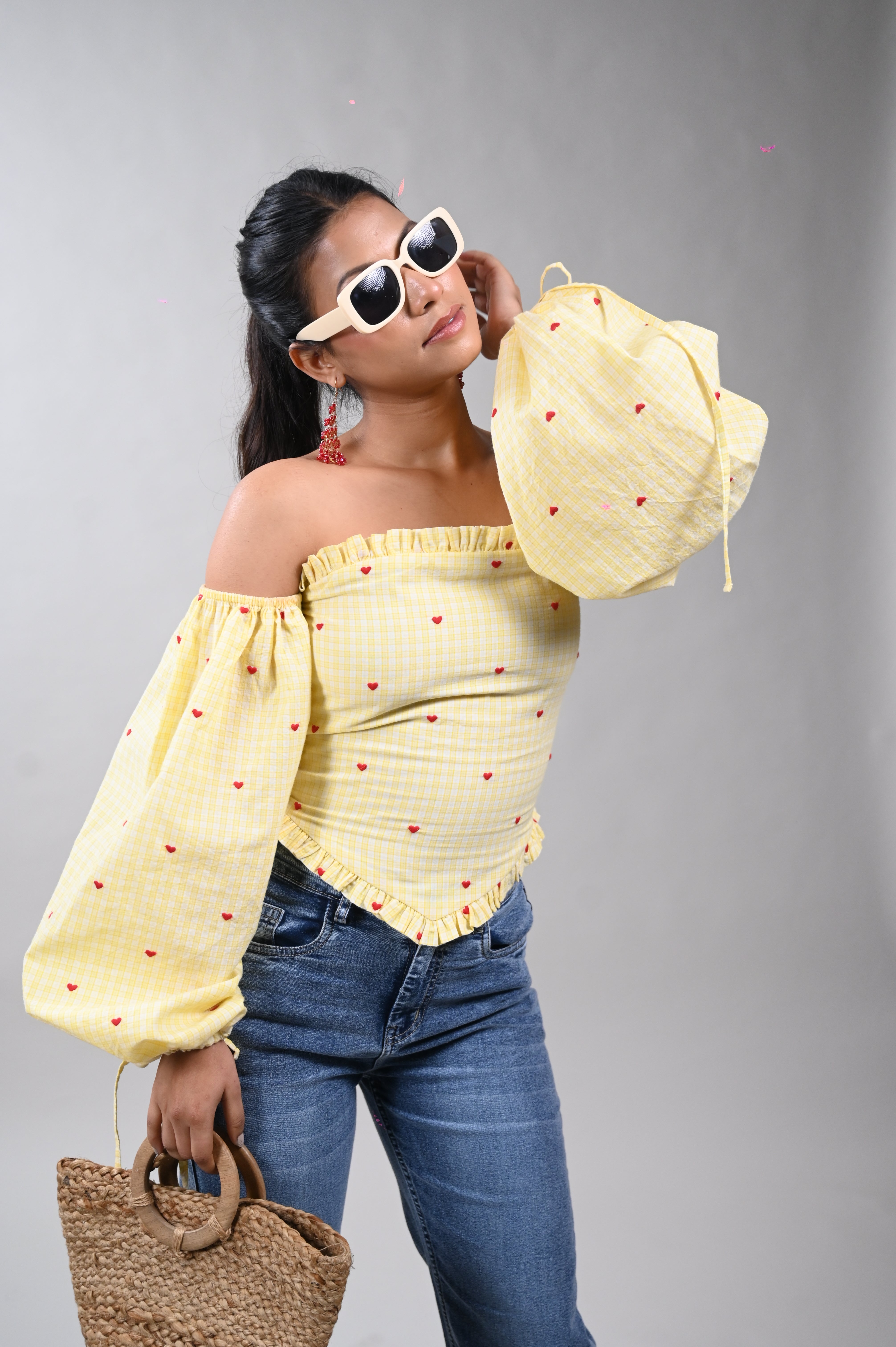 Sweetheart Smock Off-Shoulder Top