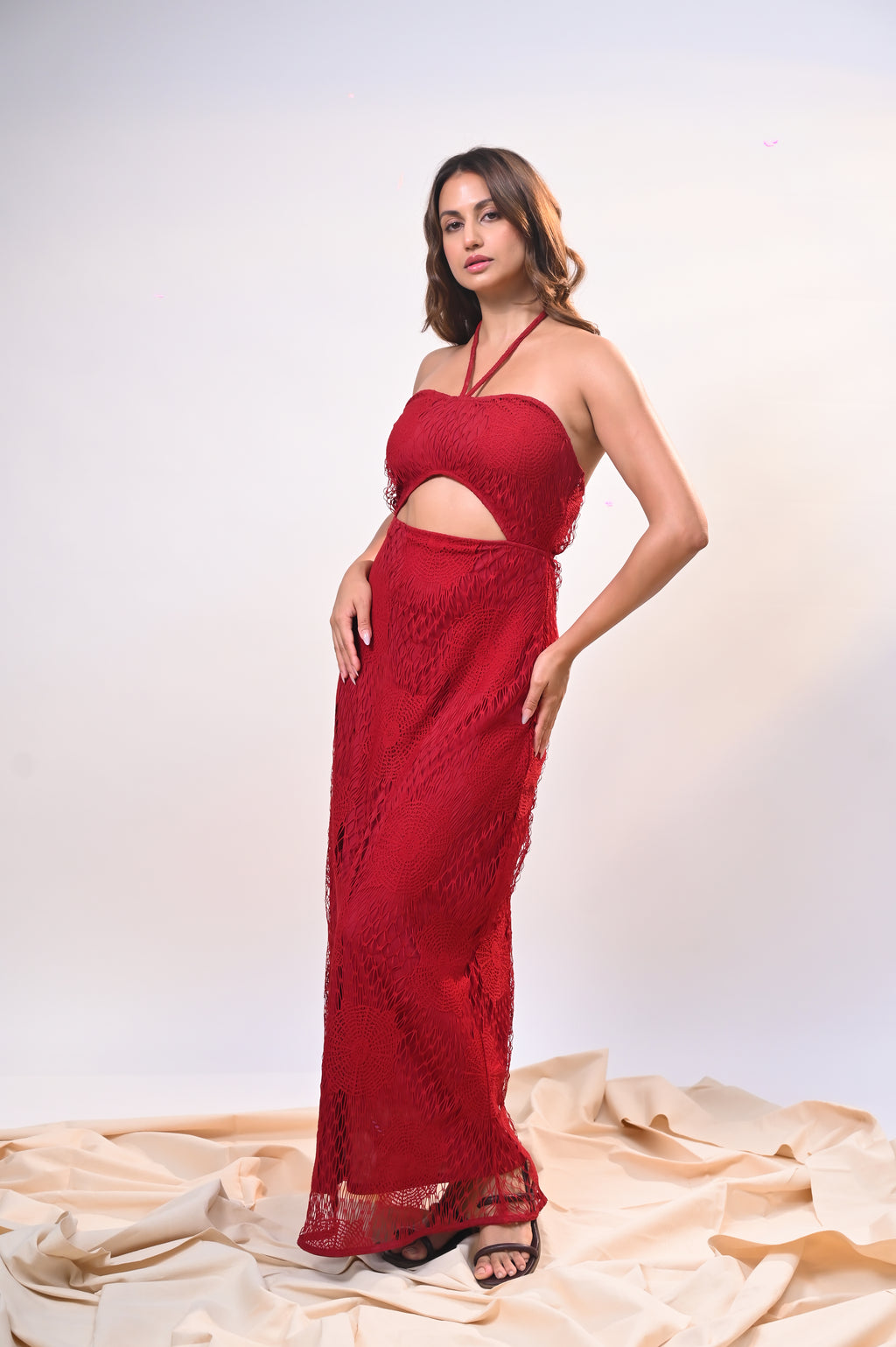 Crimson Eclipse Cutout Dress