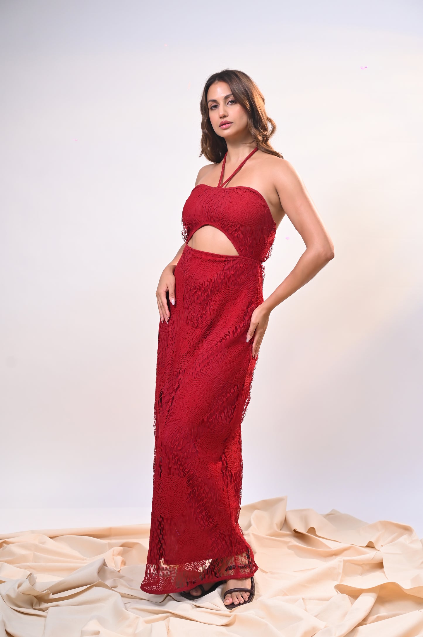 Crimson Eclipse Cutout Dress