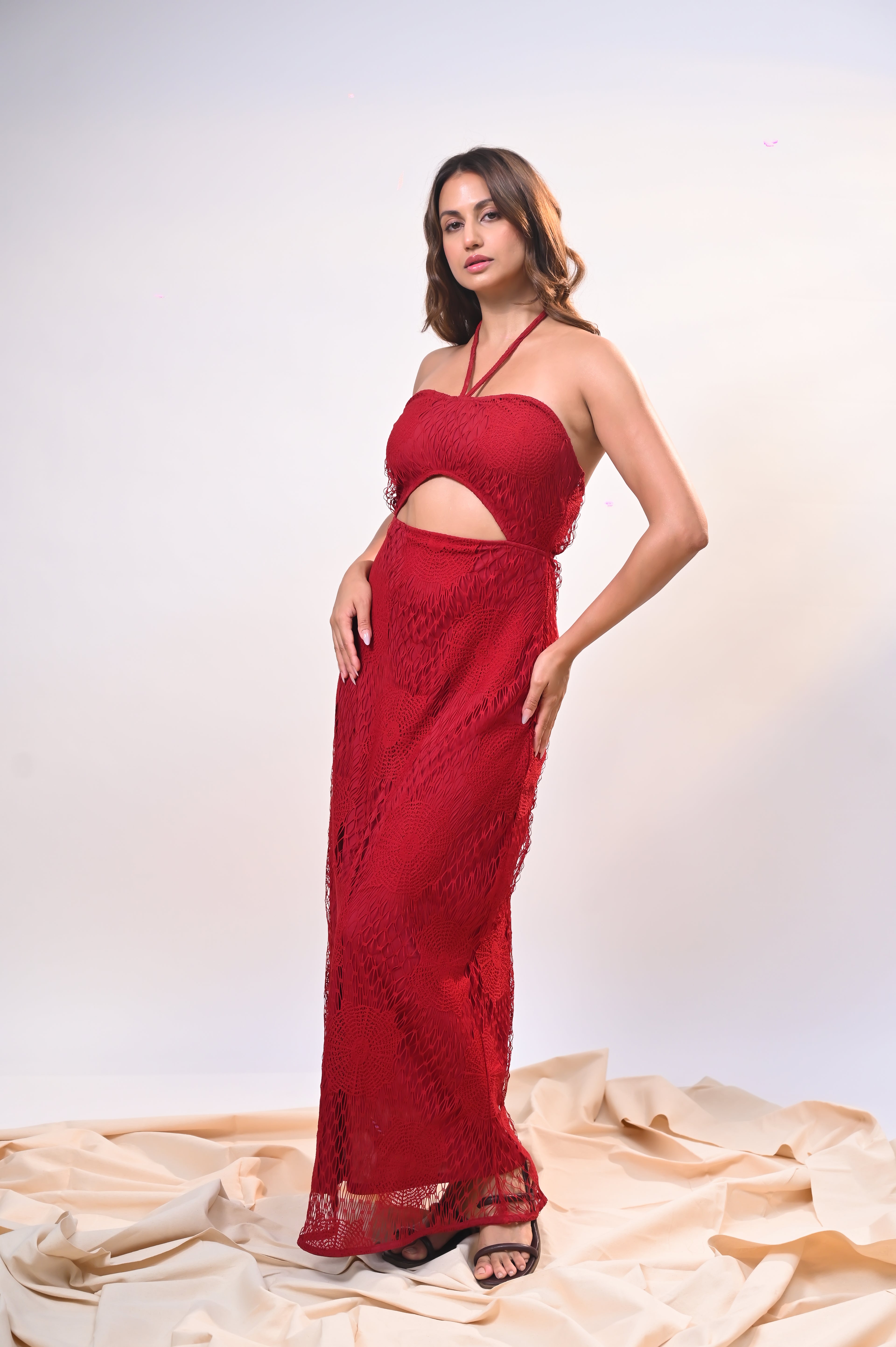 Crimson Eclipse Cutout Dress