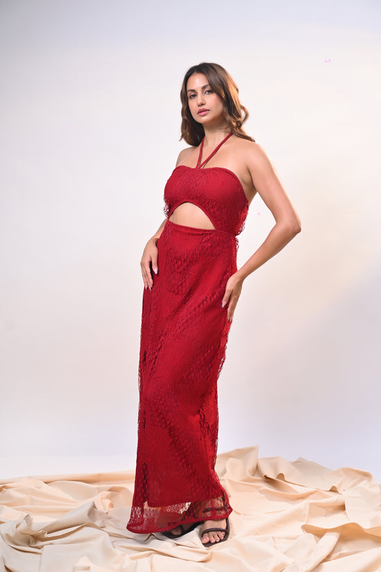Crimson Eclipse Cutout Dress