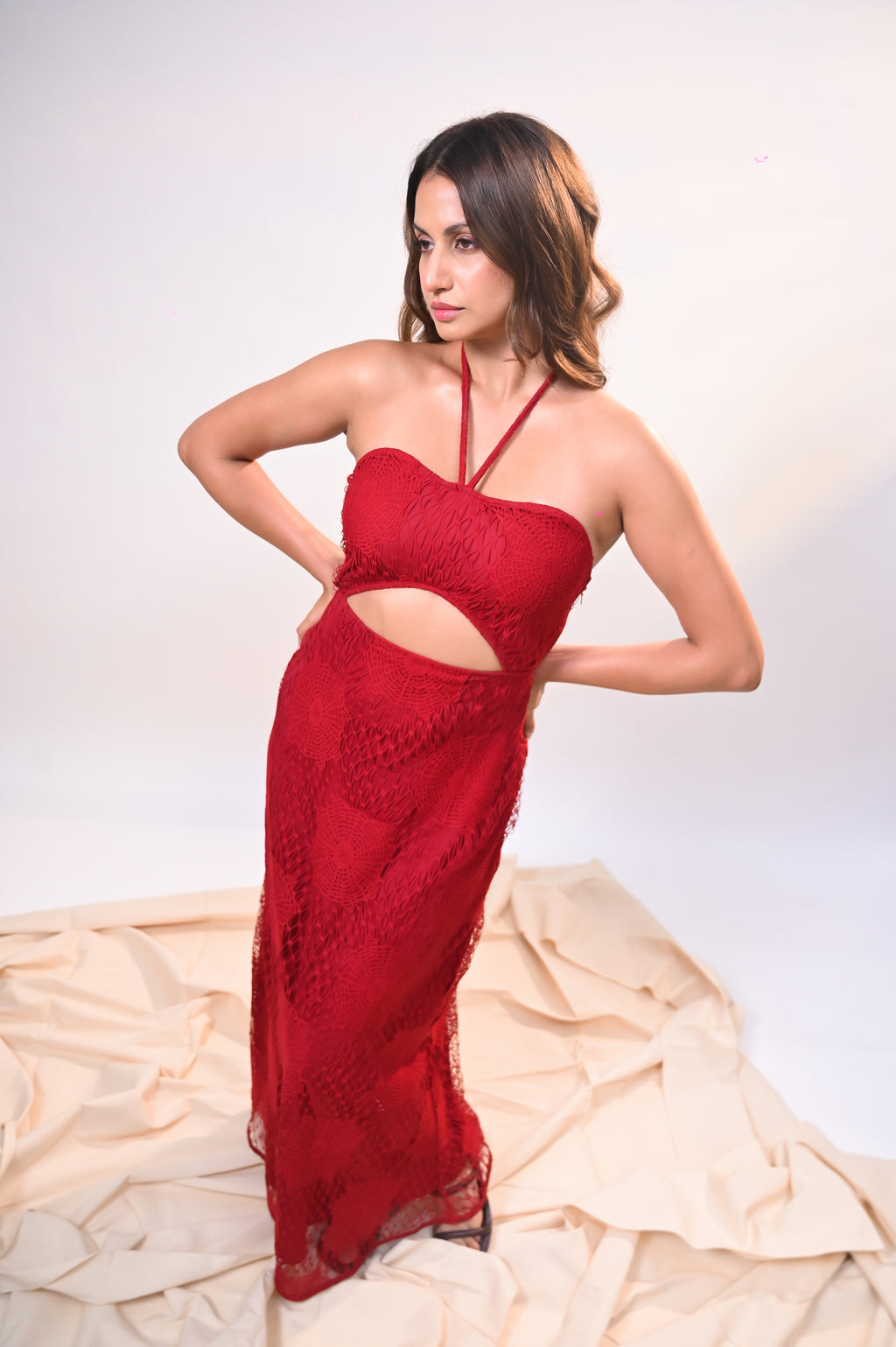 Crimson Eclipse Cutout Dress