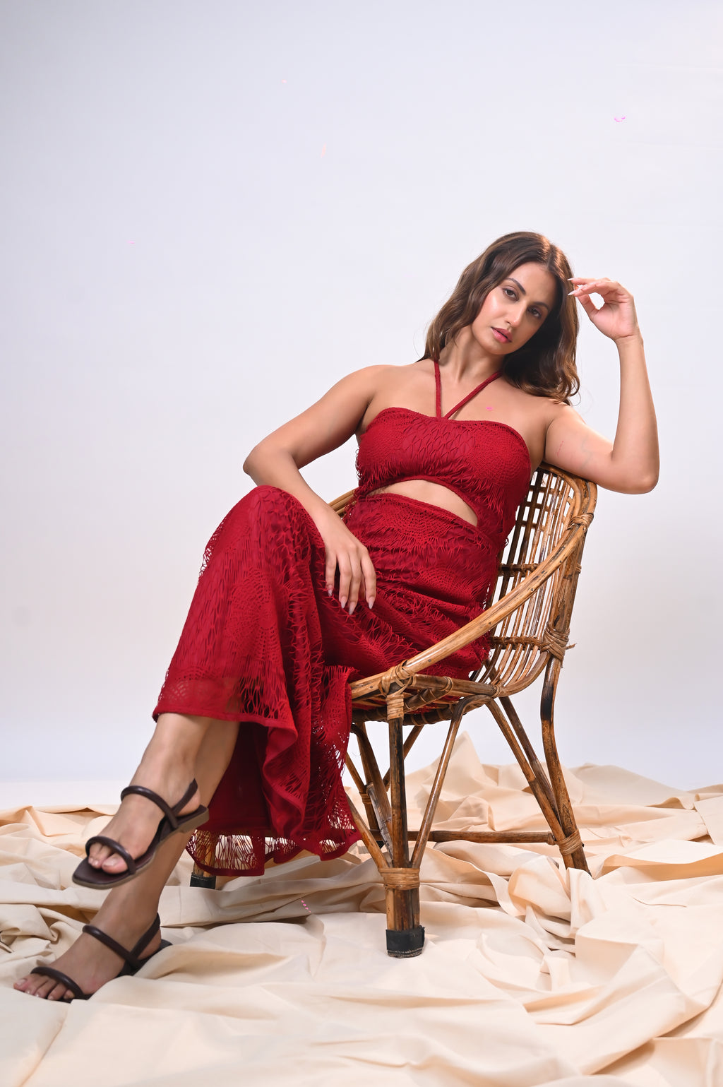 Crimson Eclipse Cutout Dress