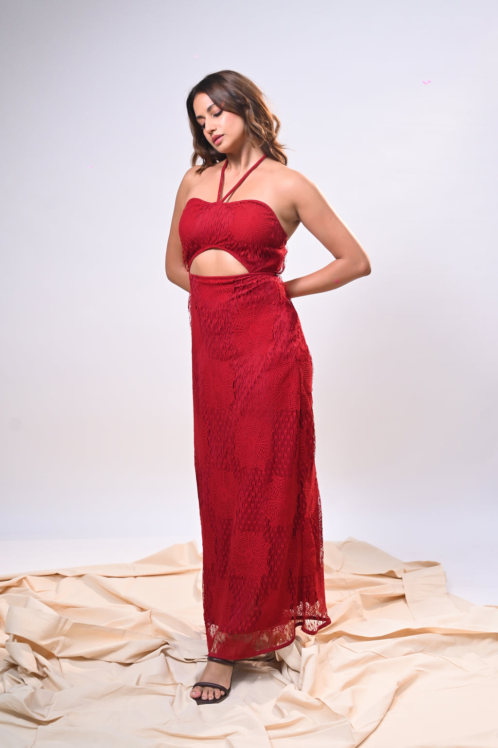 Crimson Eclipse Cutout Dress