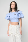 Blue Back Cut Out Cotton Top