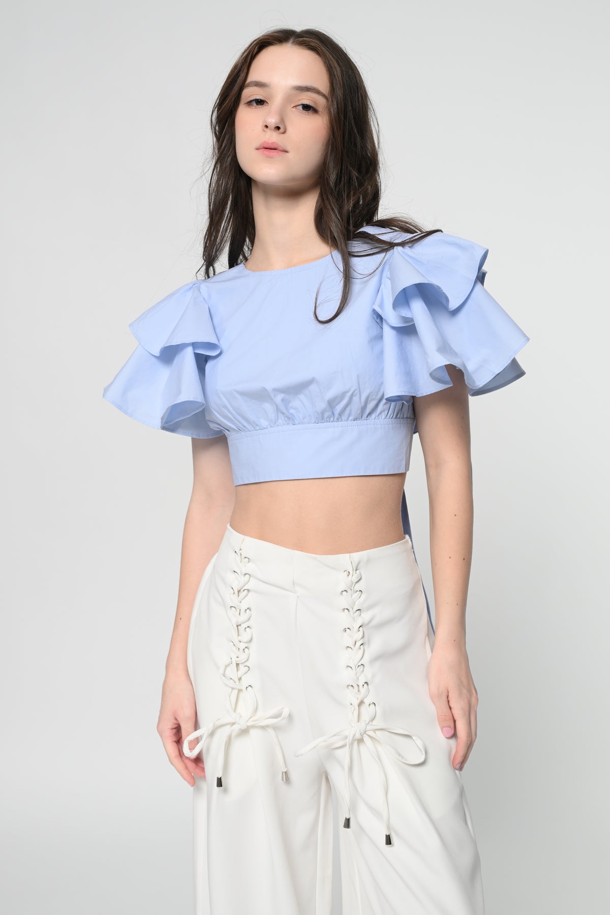 Blue Back Cut Out Cotton Top