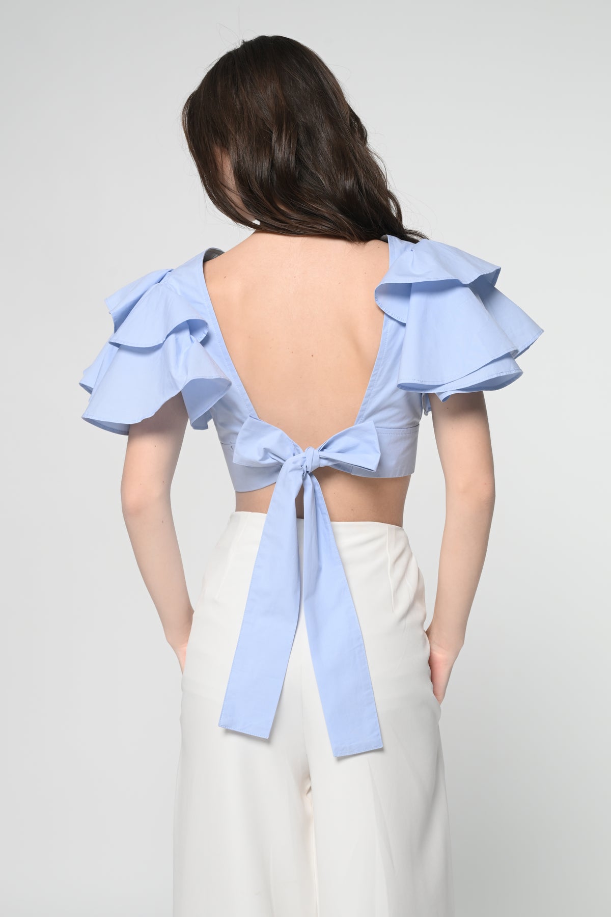 Blue Back Cut Out Cotton Top