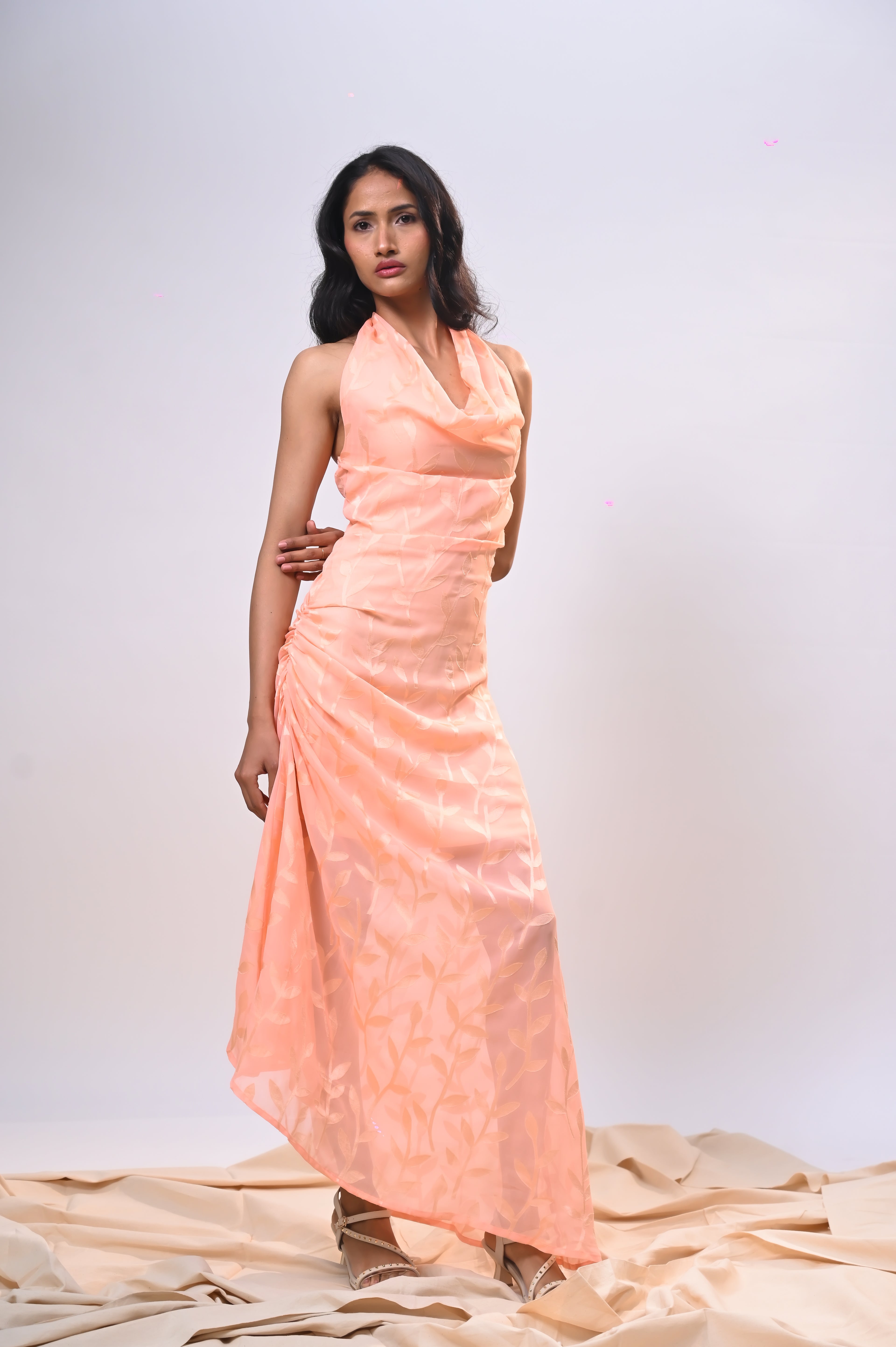 Apricot Aura Asymmetrical Dress