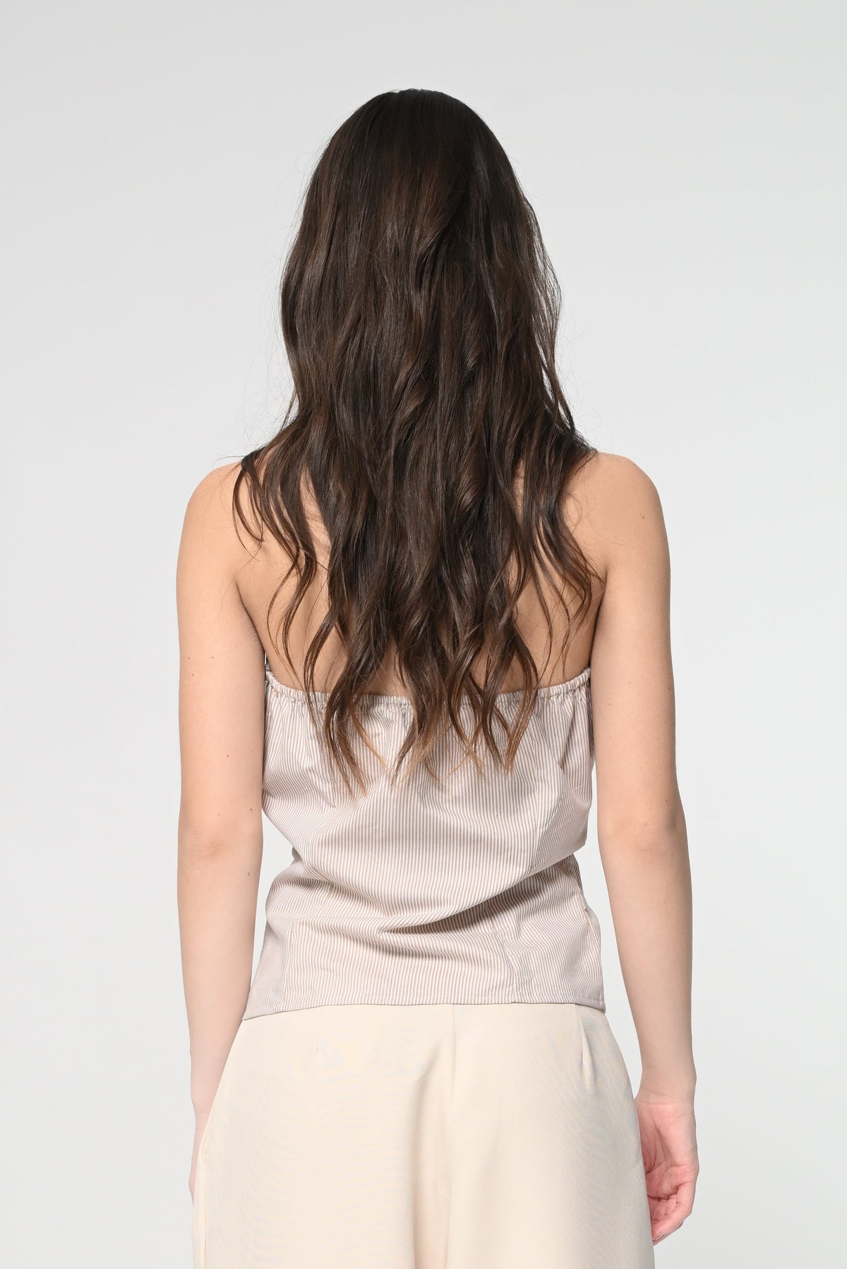Nude Pinstripe Halter Neck Top