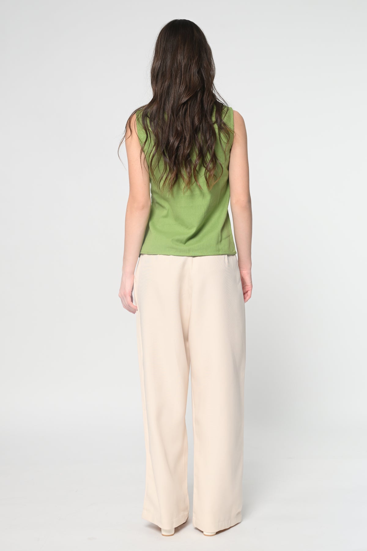 Green Buckel Peplum Top