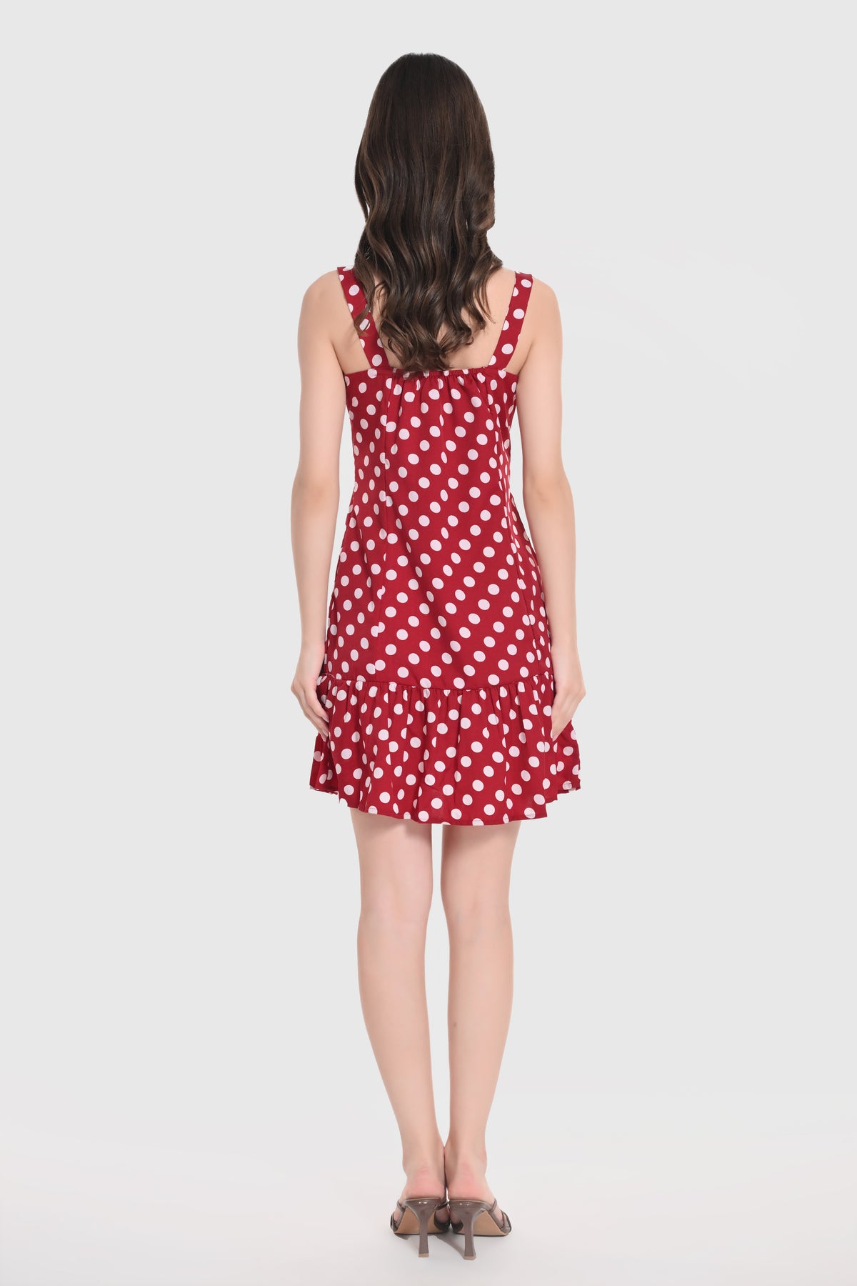 Strappy Polka Maroon Mini Dress
