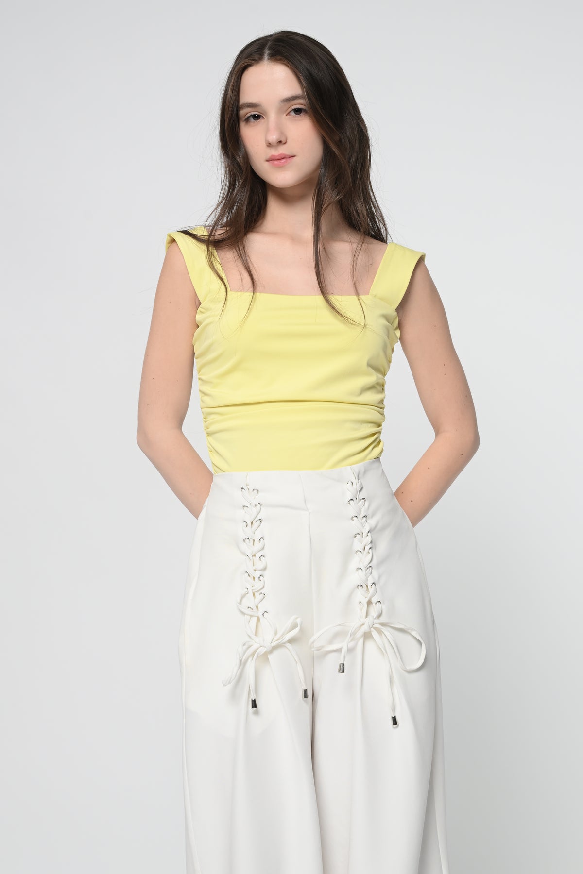 Yellow Back Knot Bodysuit