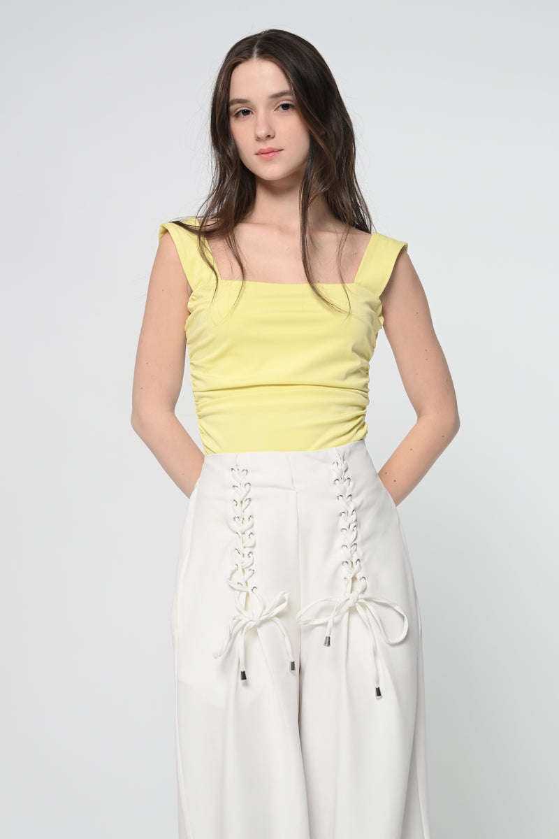 Yellow Back Knot Bodysuit