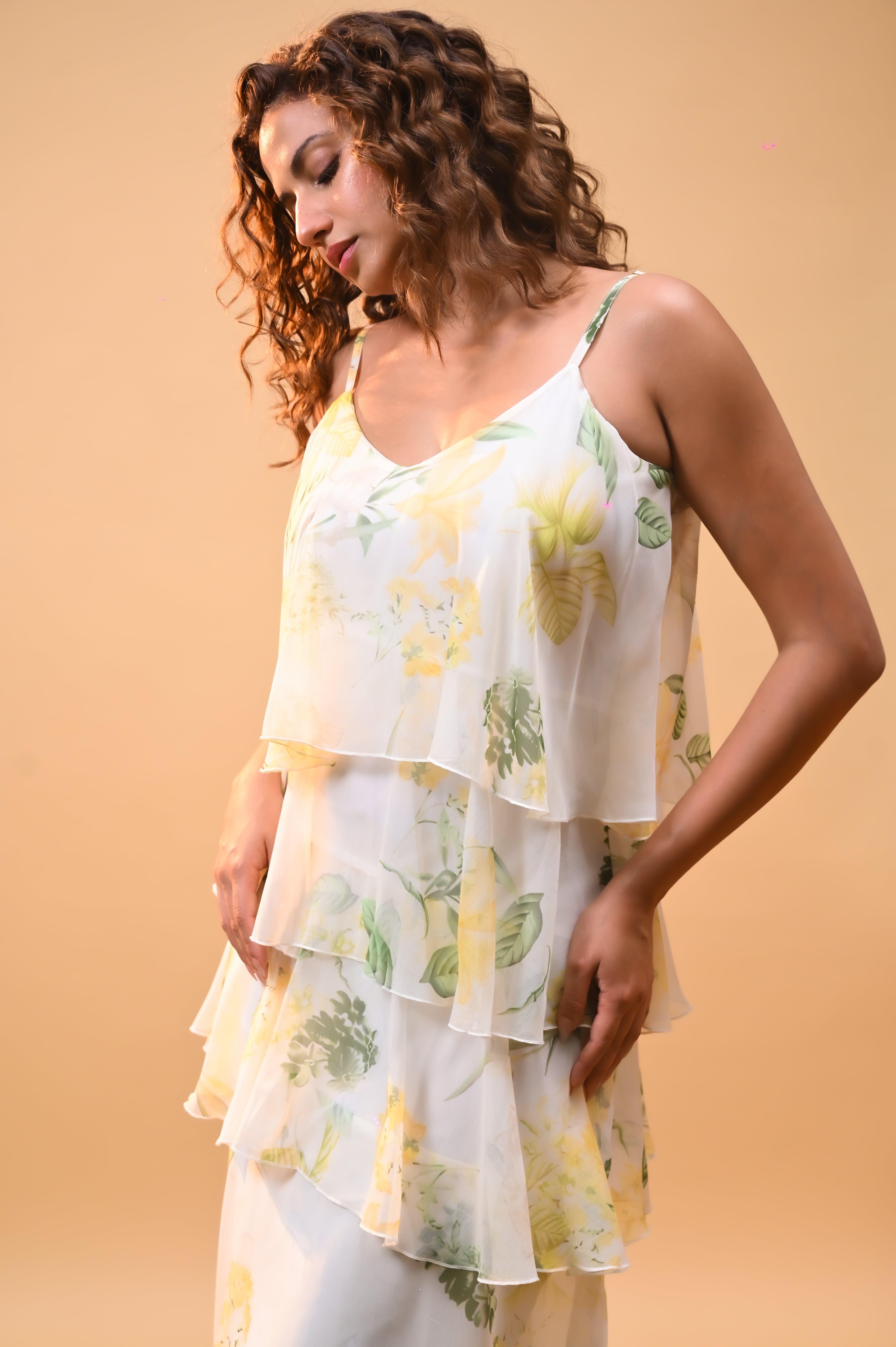 Floral Whisper Ruffle Dress