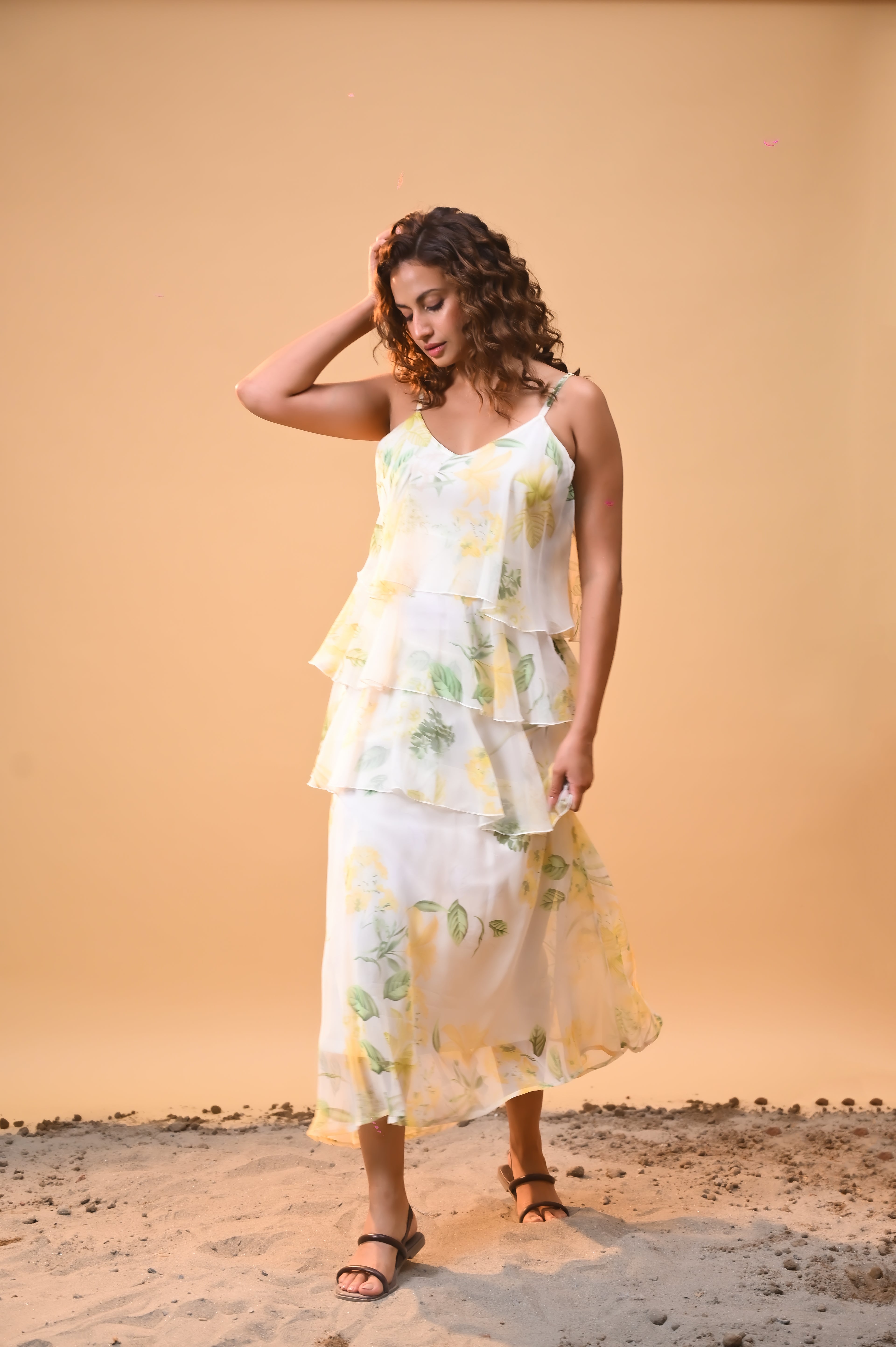 Floral Whisper Ruffle Dress