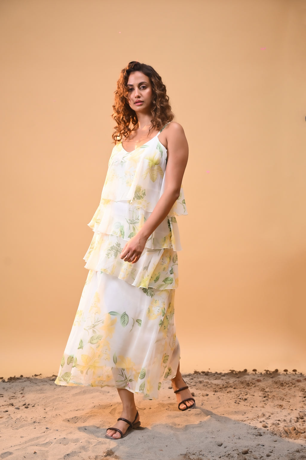 Floral Whisper Ruffle Dress