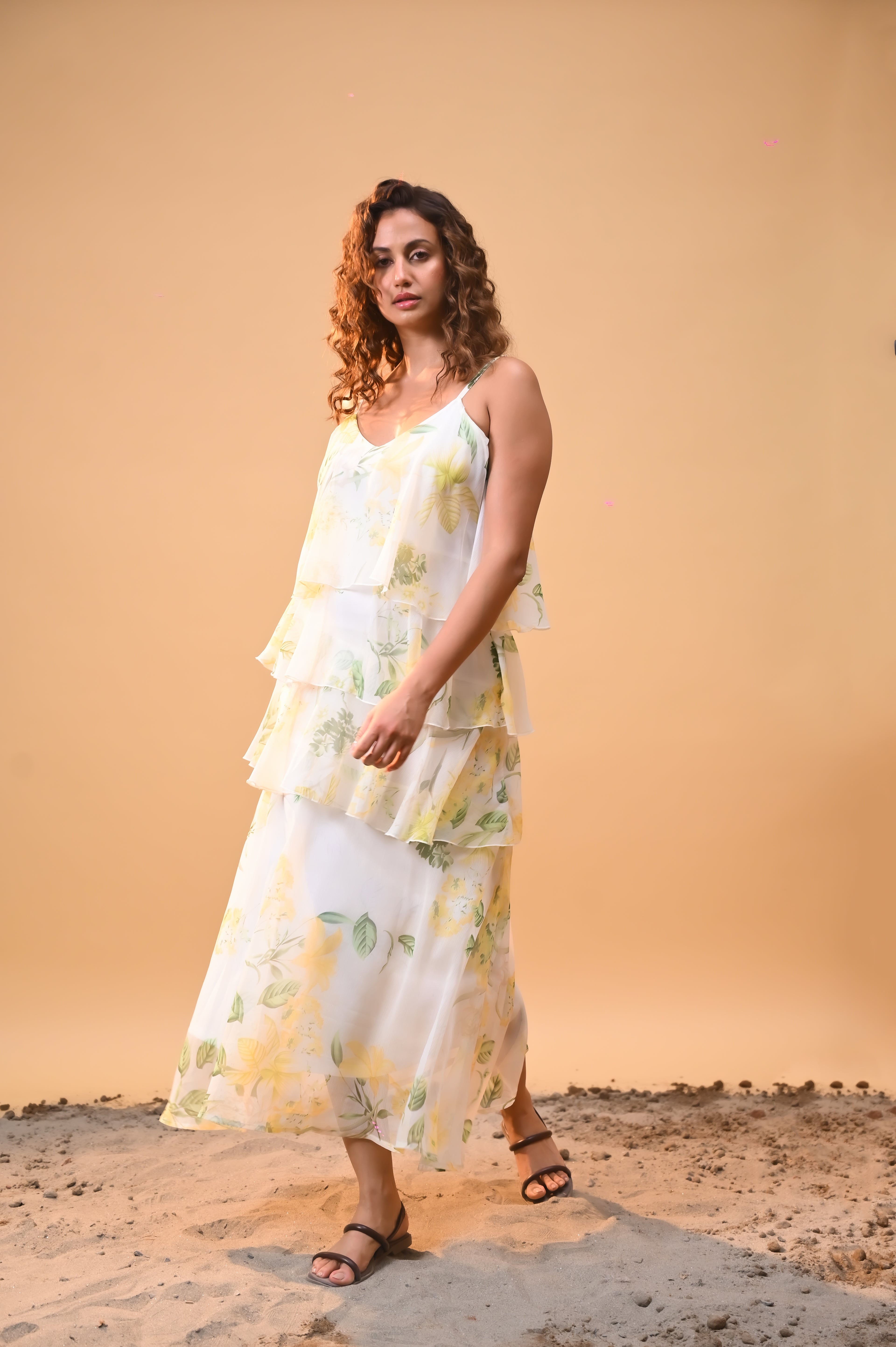 Floral Whisper Ruffle Dress