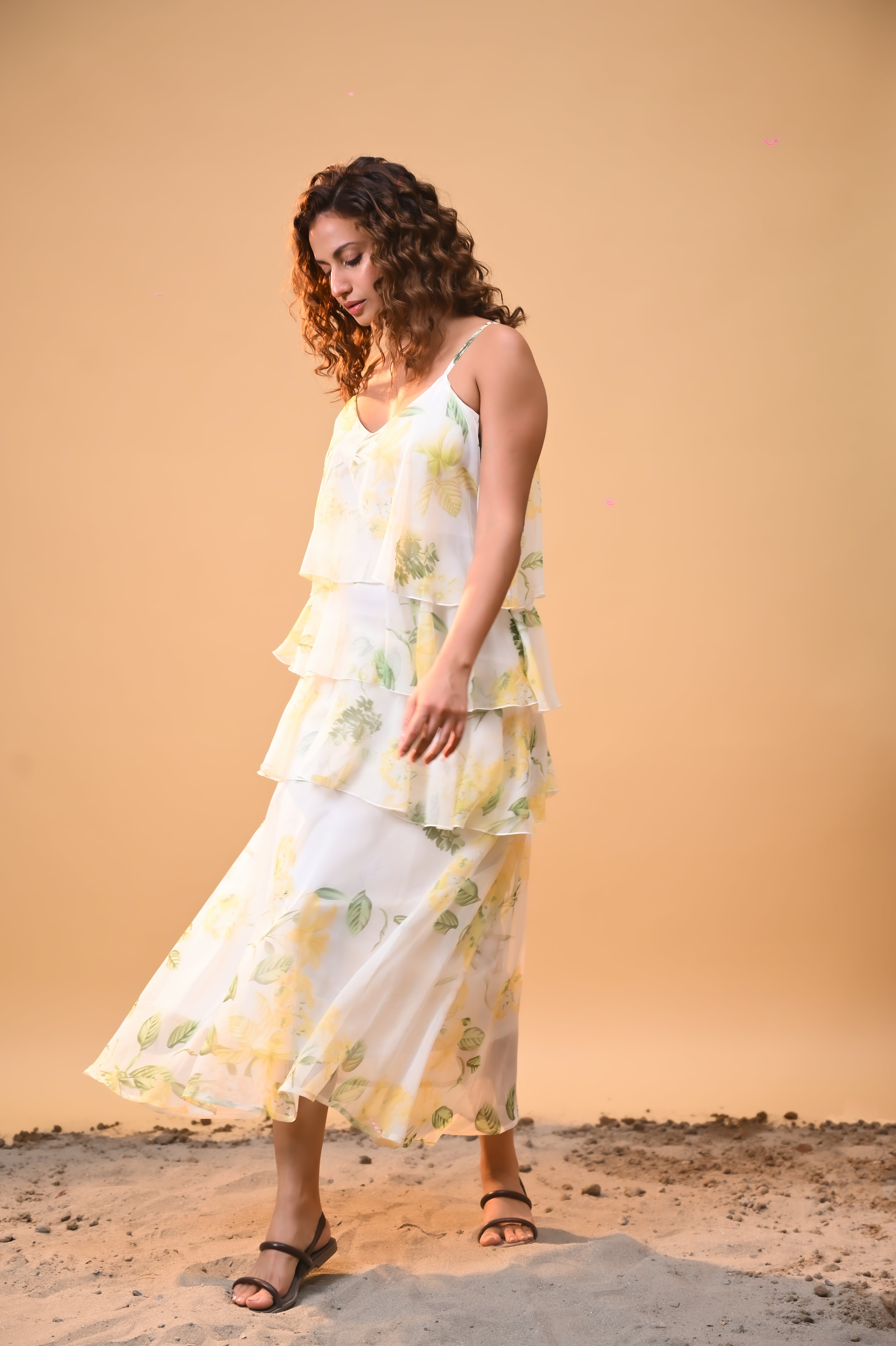 Floral Whisper Ruffle Dress