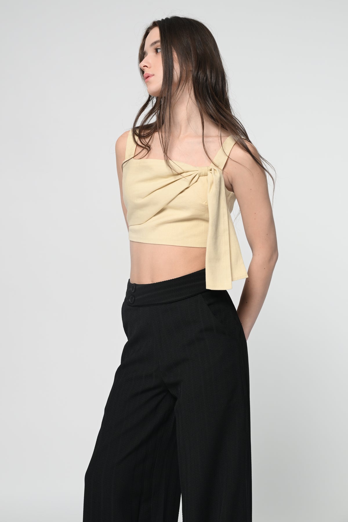 Beige Front Tie Top
