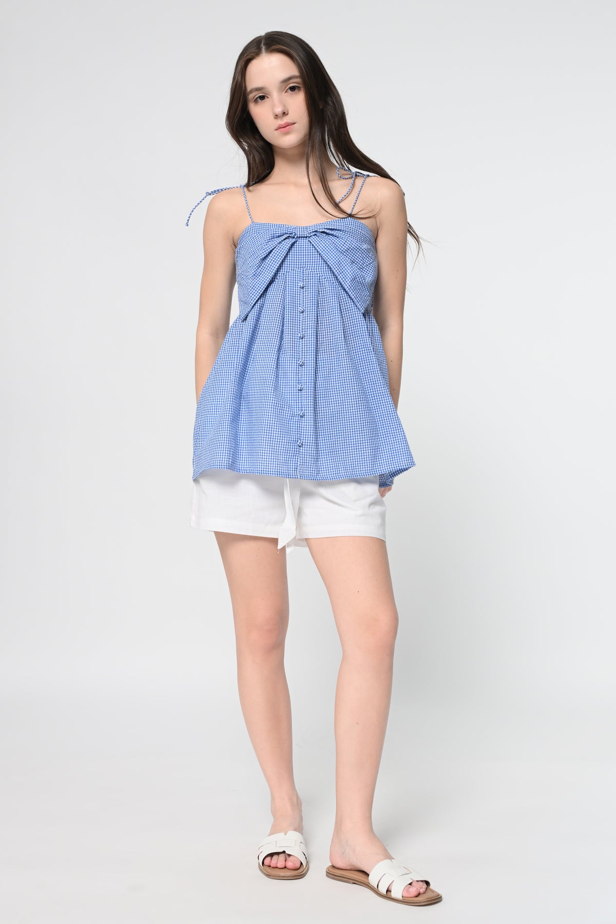Blue Check Bow Top