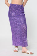 Purple Sequins Side Slit Skirt
