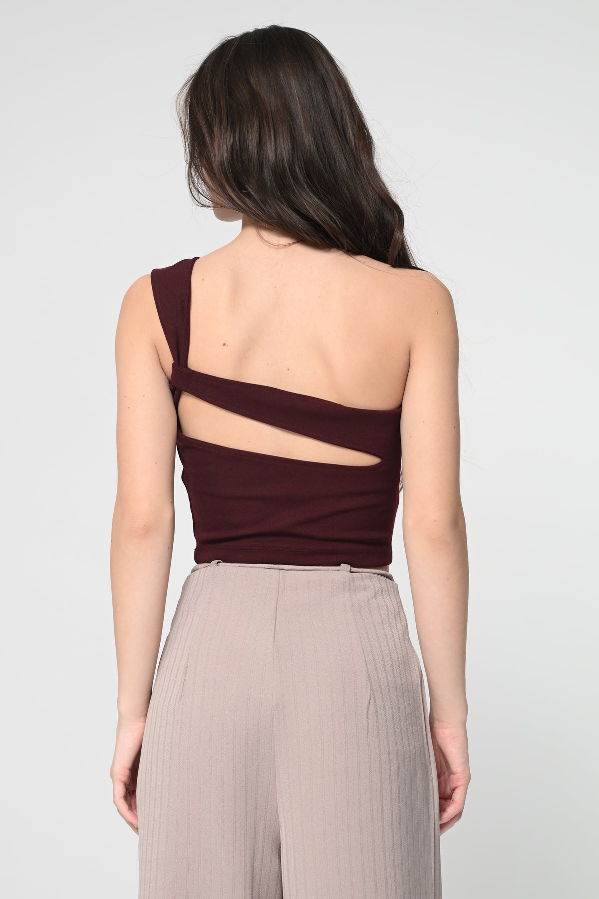 Maroon Back Cut Out Top