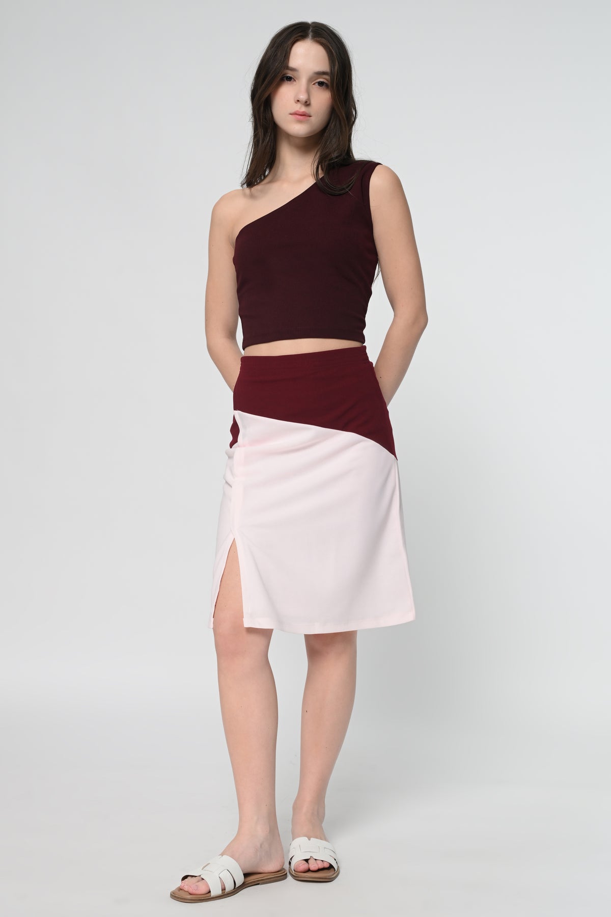 Blush Pink Colorblock Skirt