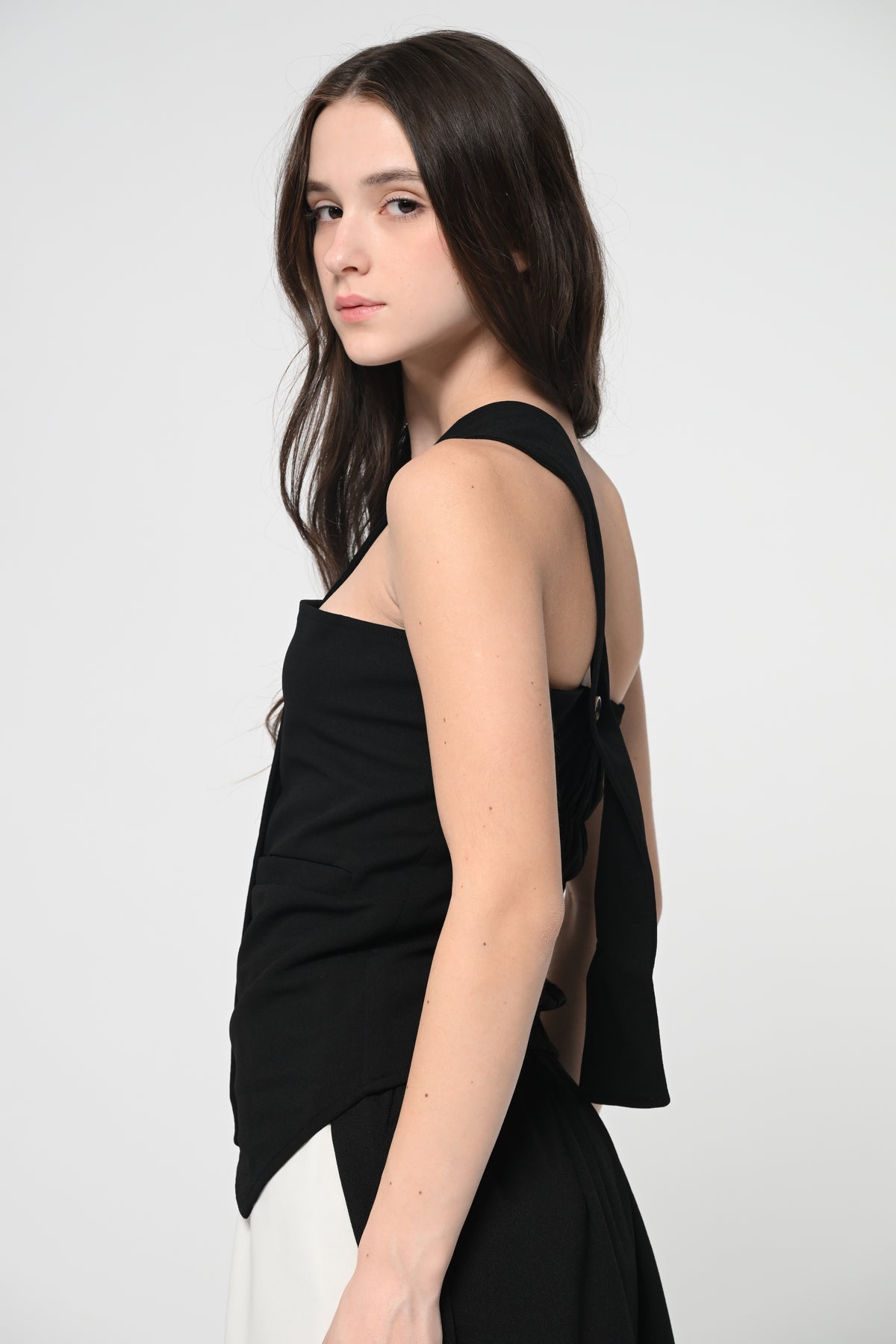 Black Button Top With Tie